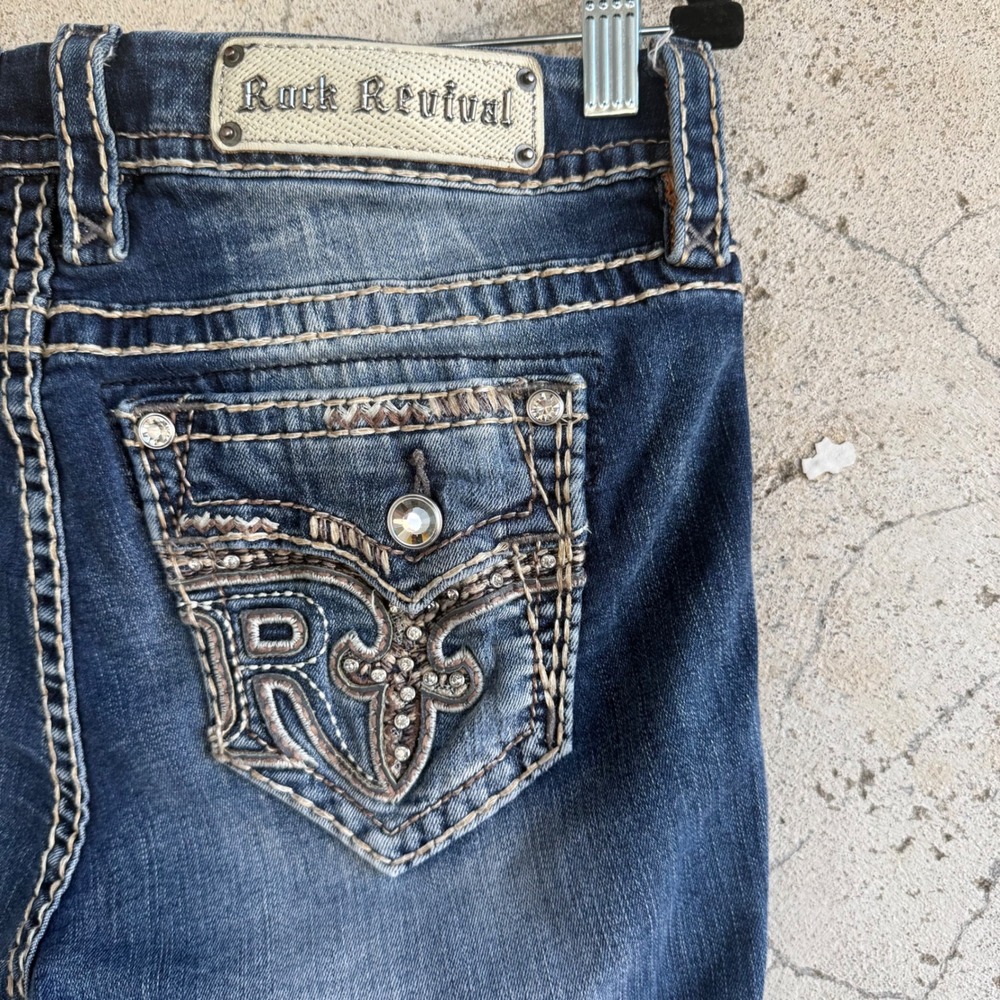 Rock Revival Jeans Sundee Easy Boot Embellished Y2K Low Rise Denim Womens 30